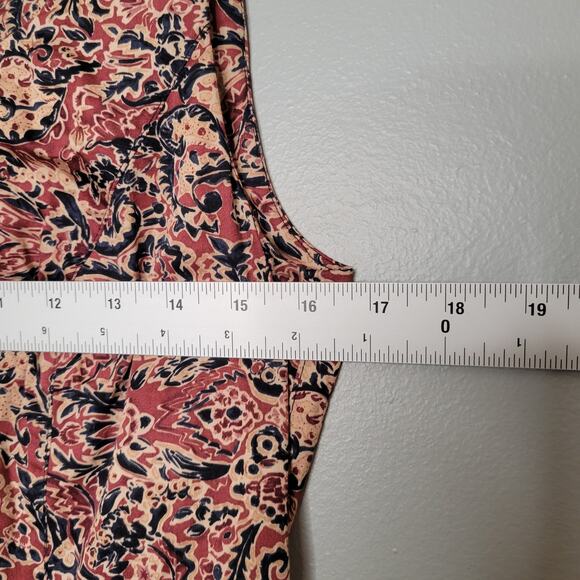 Peruvian Connection Red Floral Maxi Dress Women's Size 10 Cotton Warm Tones Fall - Picture 7 of 9